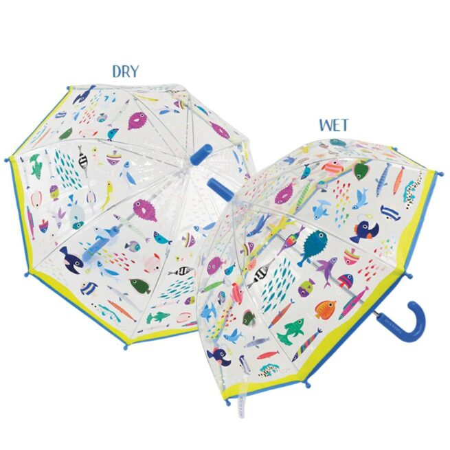 FLOSS & ROCK - COLOUR CHANGING UMBRELLA | OCEAN (TRANSPARENT)