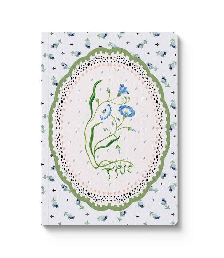 CATH KIDSTON - A6 TEXTURED SOFT COVER NOTEBOOK | BLUE & CREAM ROOTS VIGNETTE