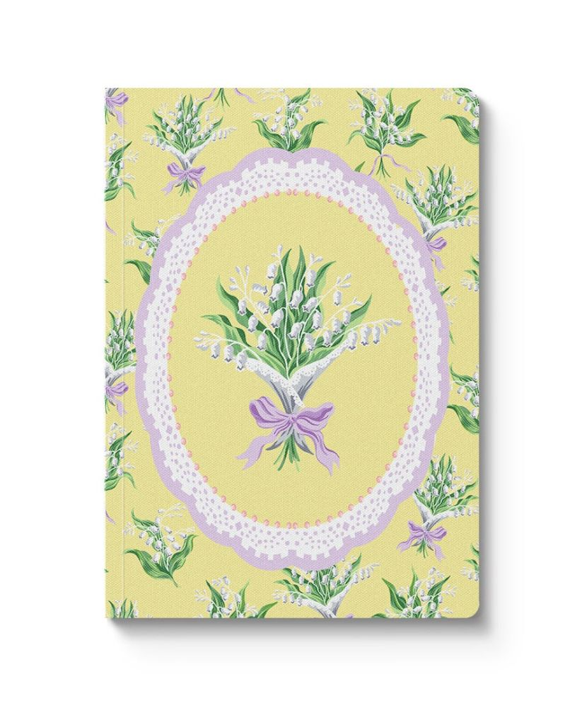 CATH KIDSTON - A6 TEXTURED SOFT COVER NOTEBOOK | YELLOW LILY OF THE VALLEY VIGNETTE
