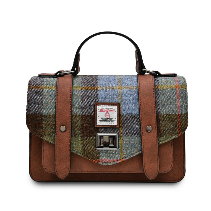 ISLANDER - THE MEDIUM SATCHEL | CHESTNUT AND BLUE TARTAN