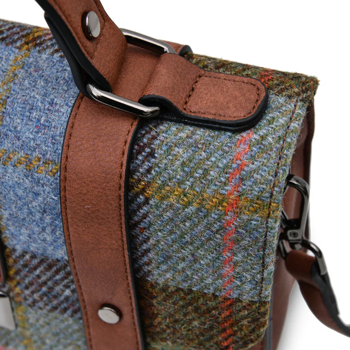 ISLANDER - THE MEDIUM SATCHEL | CHESTNUT AND BLUE TARTAN