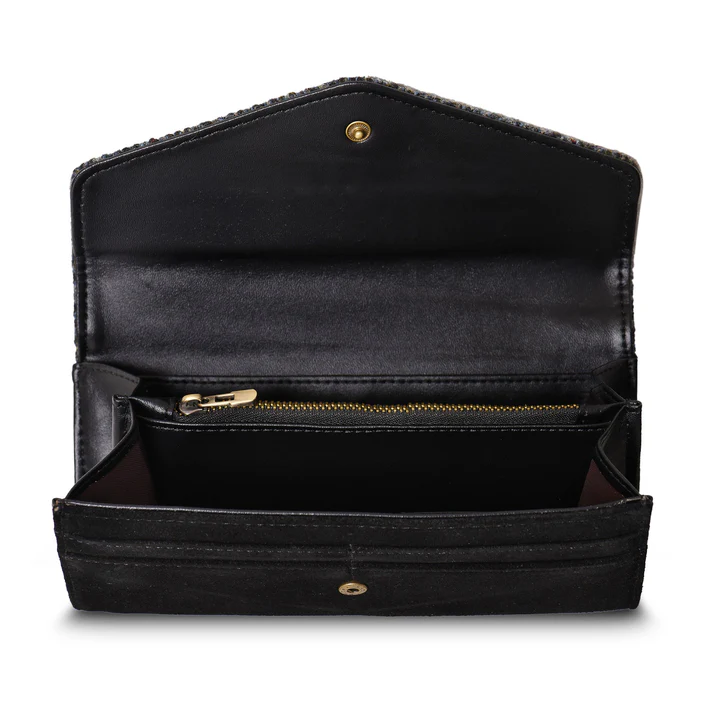 ISLANDER - THE LARGE CLASP PURSE | BLACK & WHITE DOGTOOTH