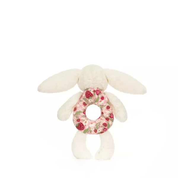 JELLYCAT - BLOSSOM CREAM BUNNY "BERRY" RING RATTLE