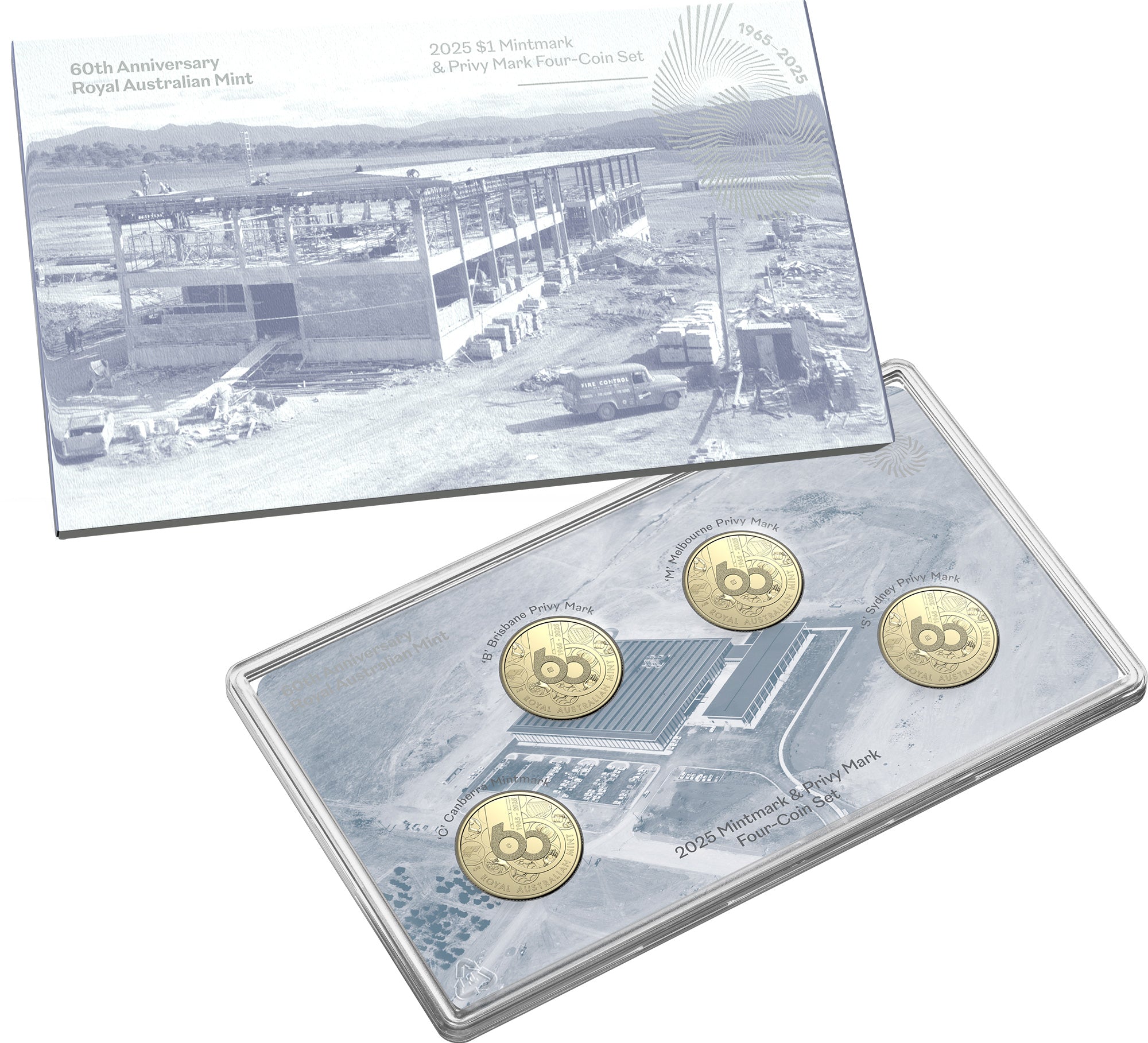 ROYAL AUSTRALIAN MINT - 60TH ANNIVERSARY OF THE ROYAL AUSTRALIAN MINT | 2025 $1 MINTMARK AND PRIVY MARK UNCIRCULATED 4 COIN SET