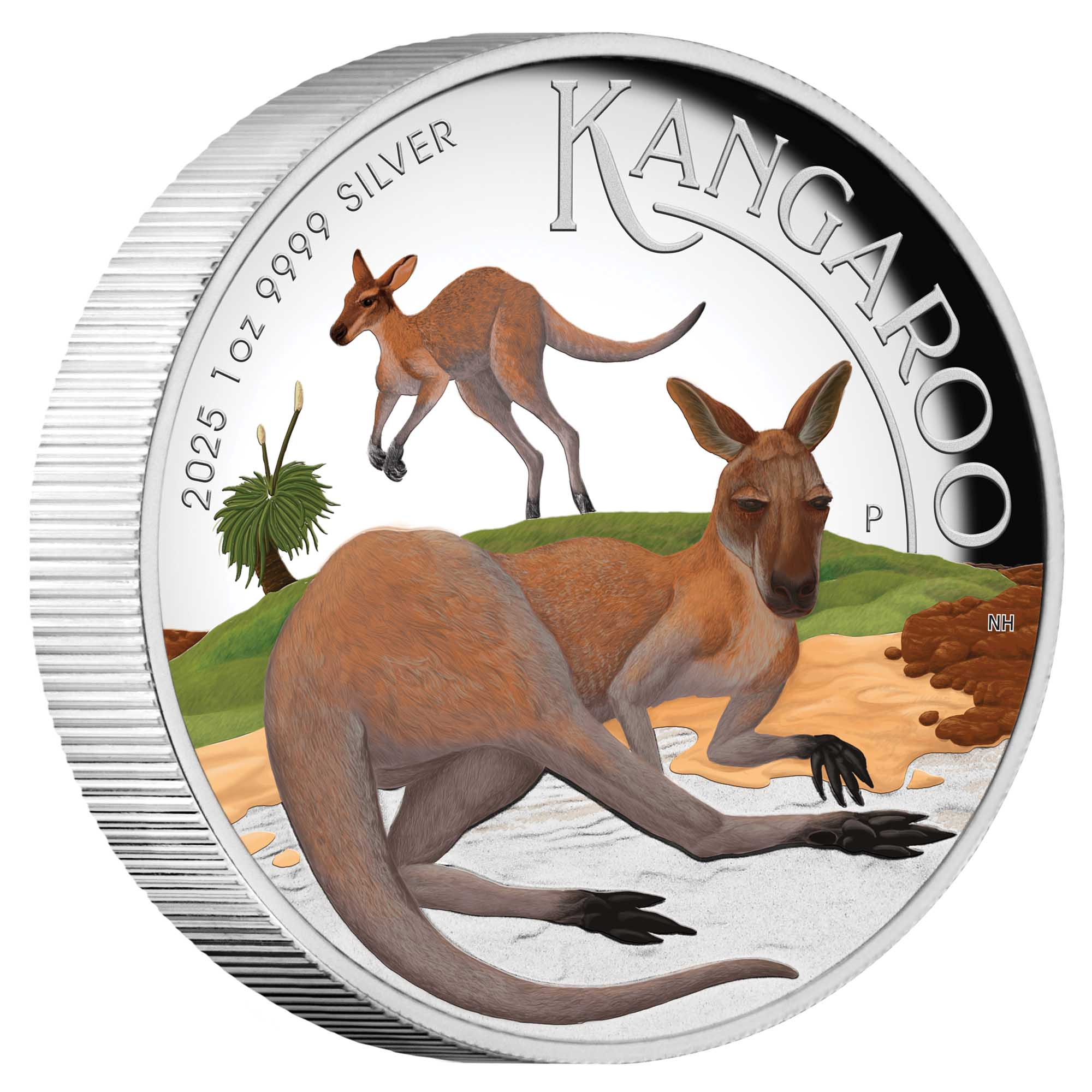 THE PERTH MINT - AUSTRALIAN KANGAROO 2025 1OZ SILVER PROOF COLOURED HIGH RELIEF COIN