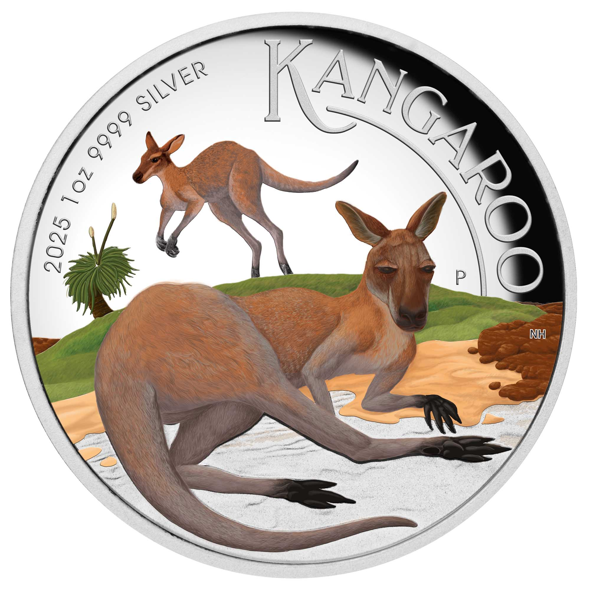THE PERTH MINT - AUSTRALIAN KANGAROO 2025 1OZ SILVER PROOF COLOURED HIGH RELIEF COIN