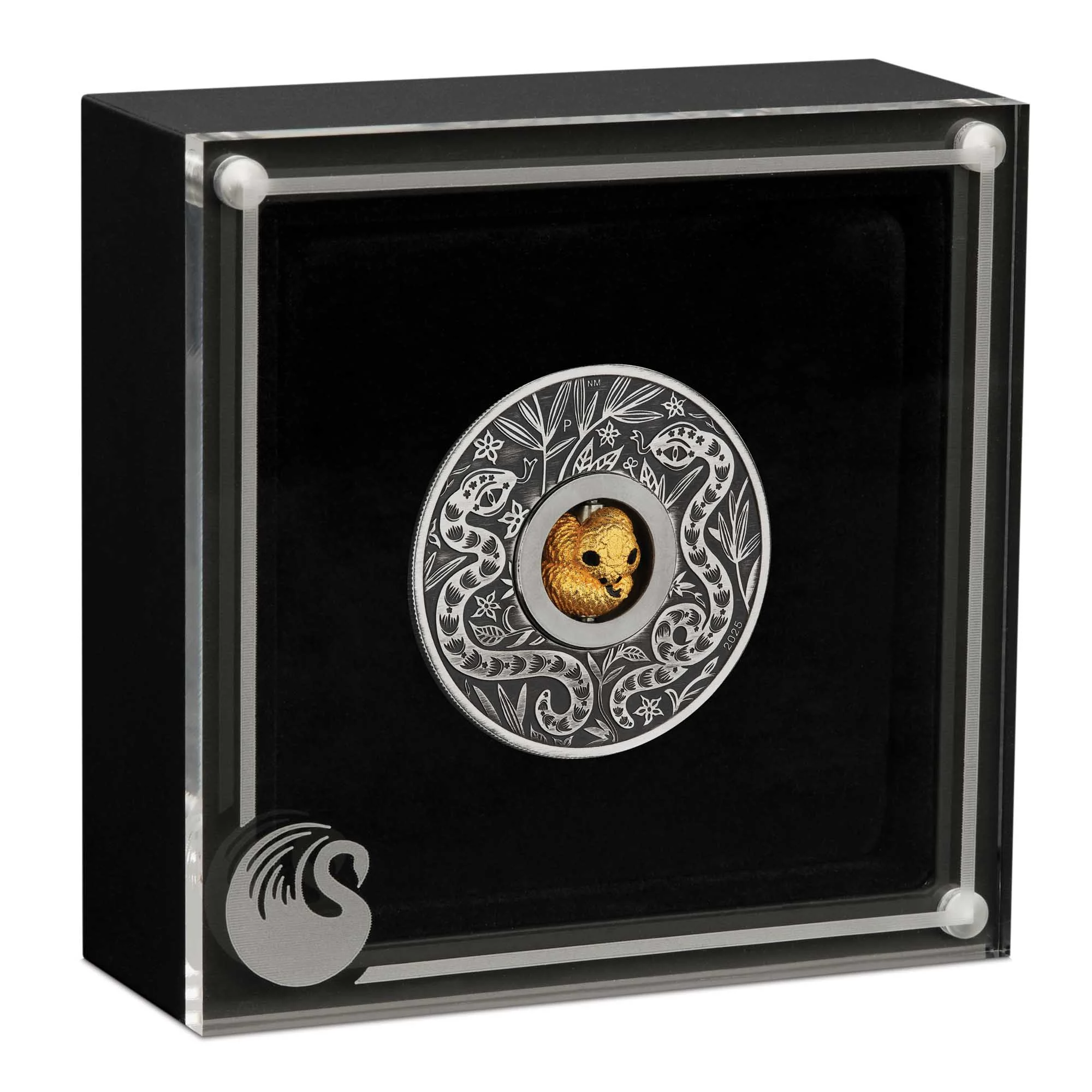 THE PERTH MINT - YEAR OF THE SNAKE ROTATING CHARM 2025 1OZ SILVER ANTIQUED COIN