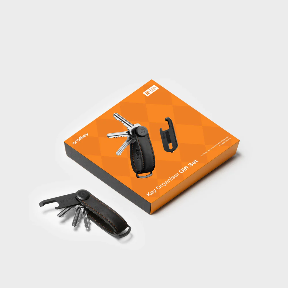 ORBITKEY - KEY ORGANISER CRAZY HORSE + MULTI-TOOL V2 SET | BLACK