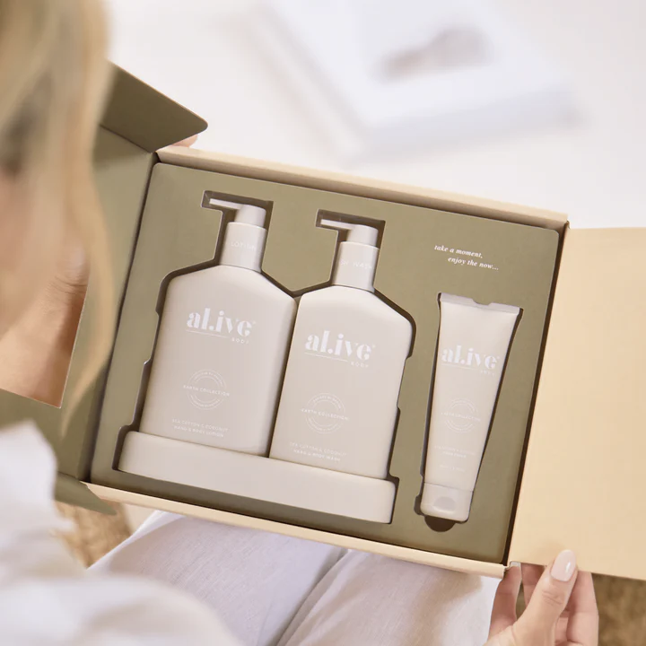 AL.IVE BODY - THE RETREAT COLLECTION | WASH & LOTION DUO + HAND CREAM GIFT SET | SEA COTTON & COCONUT