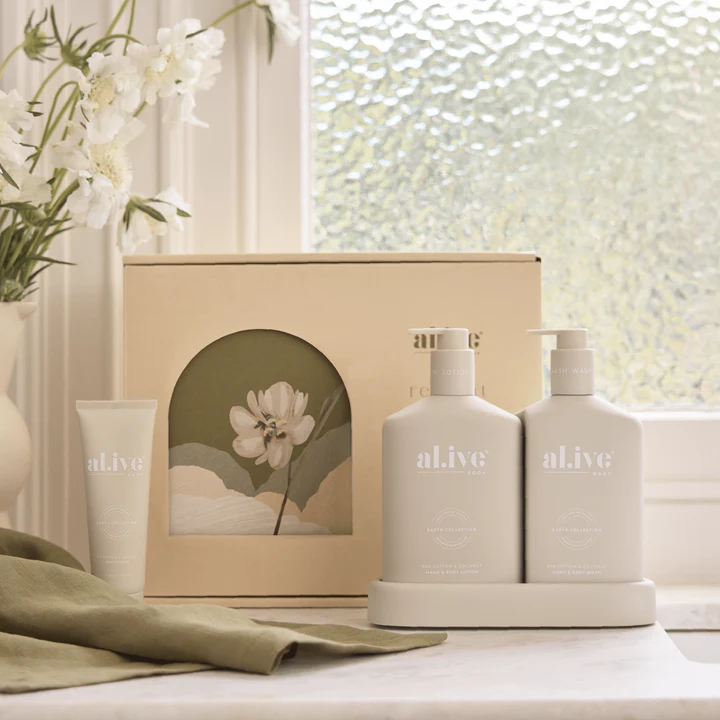 AL.IVE BODY - THE RETREAT COLLECTION | WASH & LOTION DUO + HAND CREAM GIFT SET | SEA COTTON & COCONUT