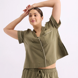 HOMMEY - SHORT SLEEVE SLEEP SHIRT | MATCHA | EXTRA LARGE
