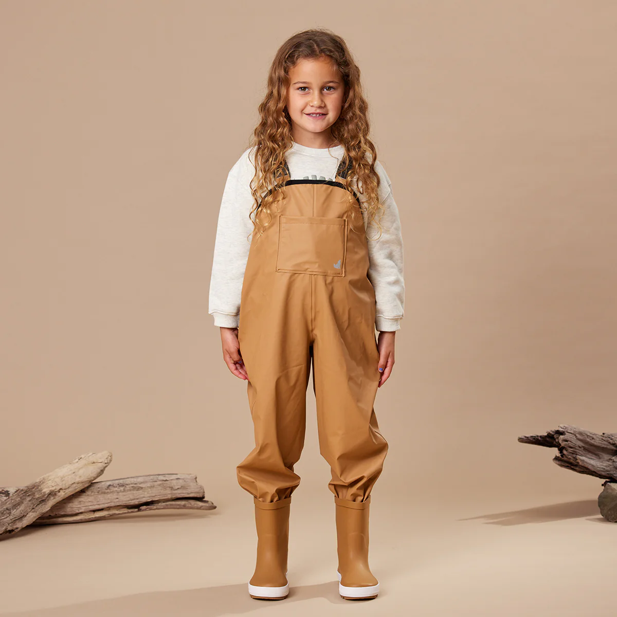 CRYWOLF - RAIN OVERALLS | TAN | SIZE 6YR