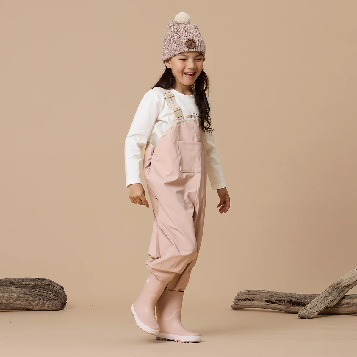 CRYWOLF - RAIN OVERALLS | DUSTY PINK | SIZE 4YR
