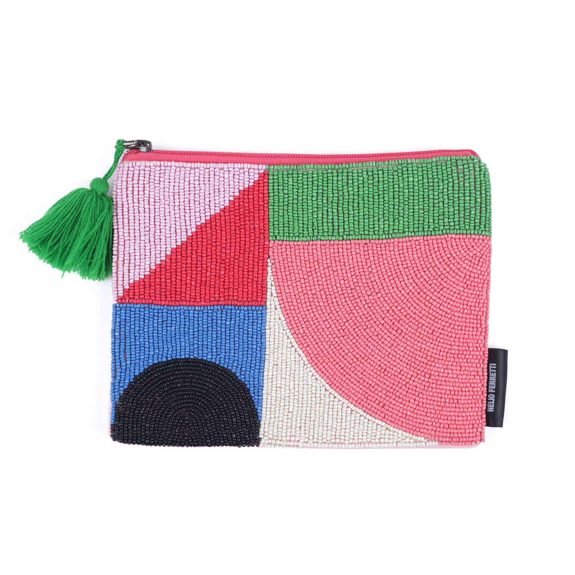 Helio Ferretti geometric beaded clutch