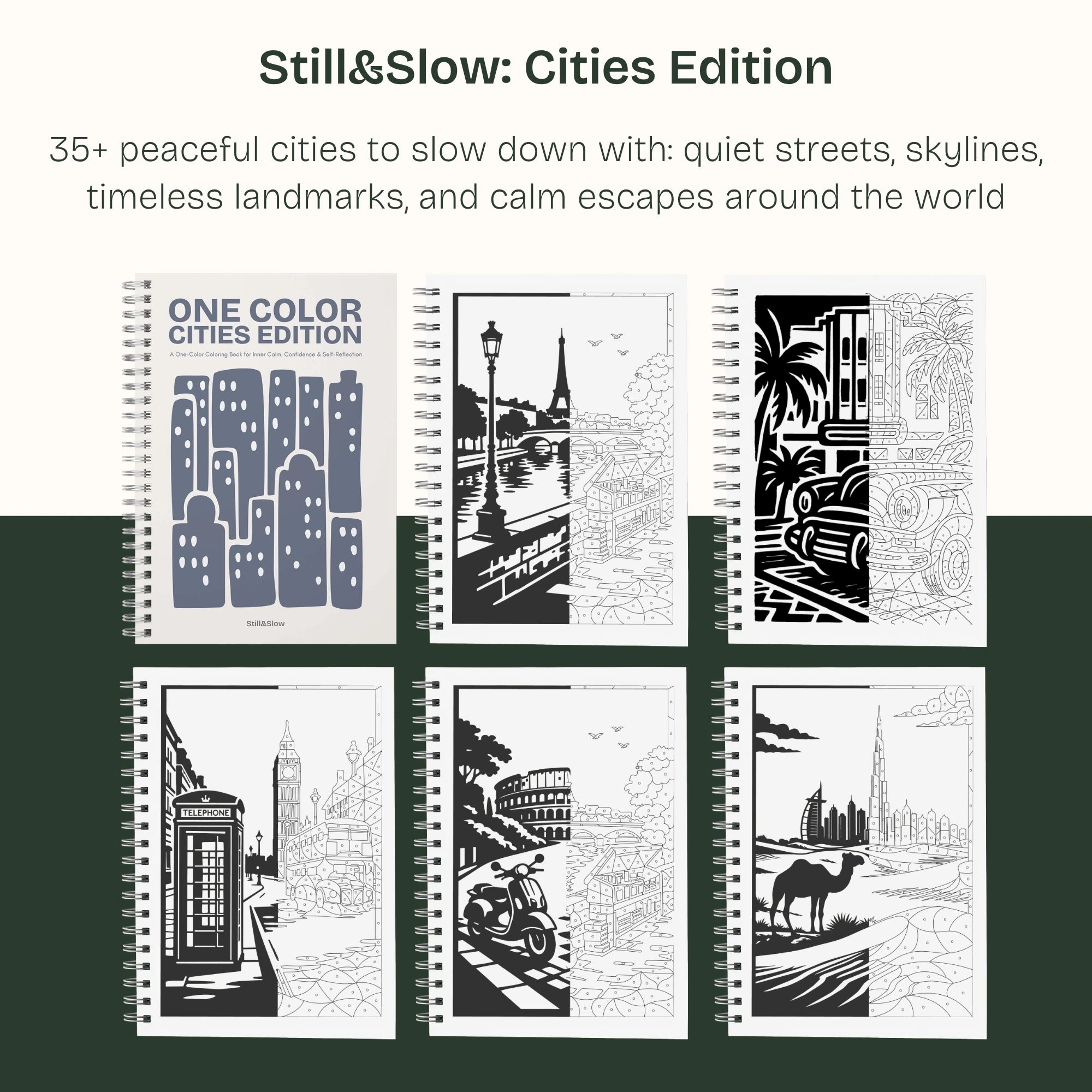 Still&Slow One Colour Colouring Book Cities Edition
