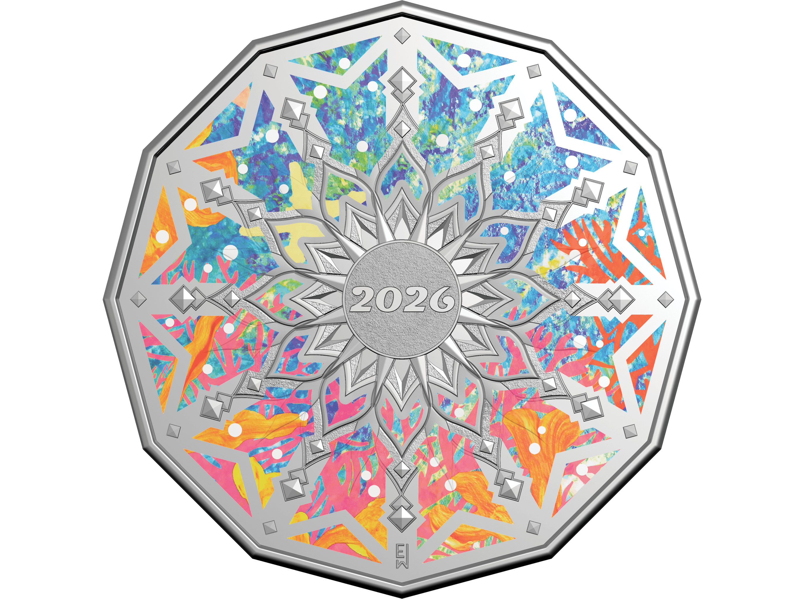 Royal Australian Mint 2026 50c Coloured Uncirculated Coin in Card, Colours of Christmas