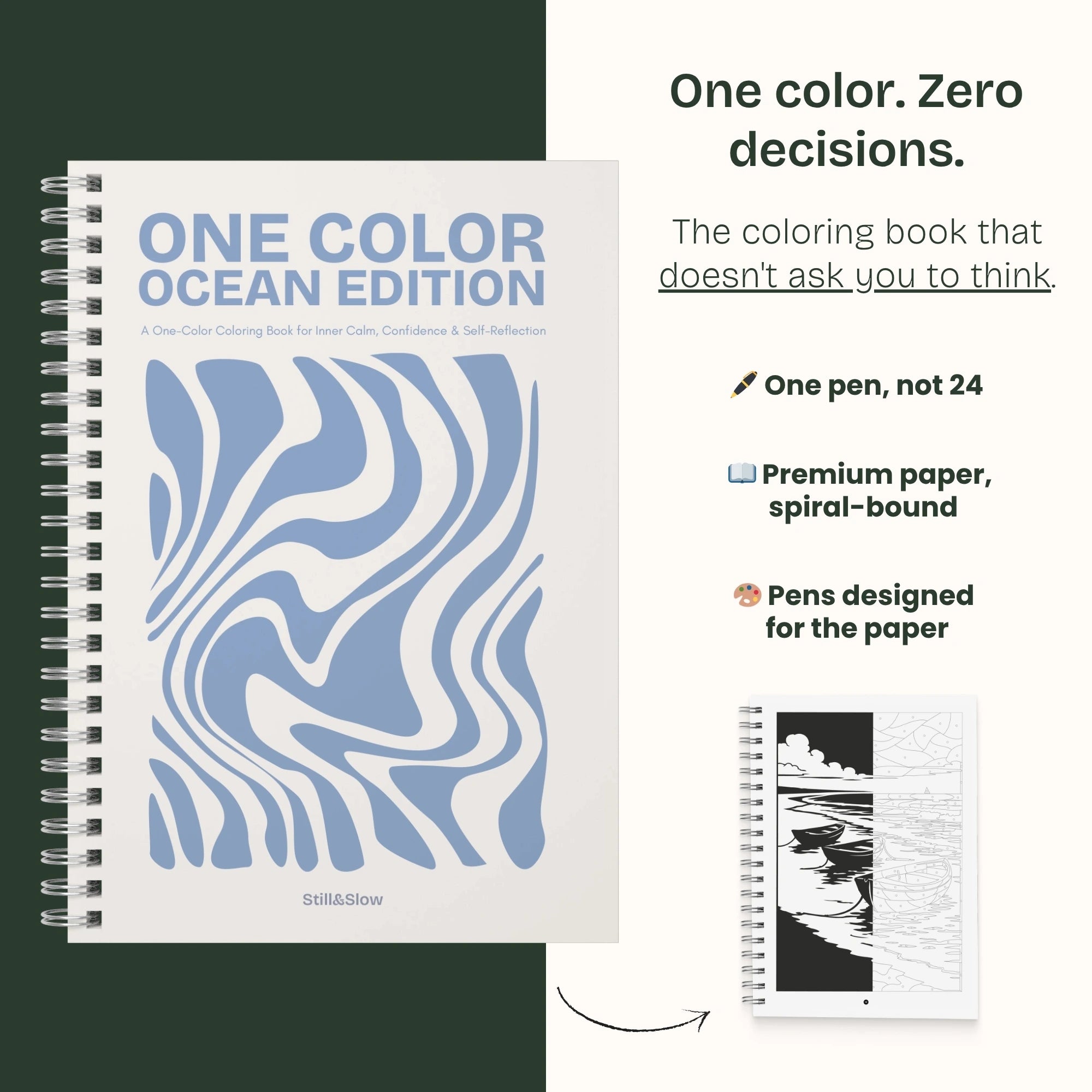 Still&Slow One Colour Colouring Book Ocean Edition