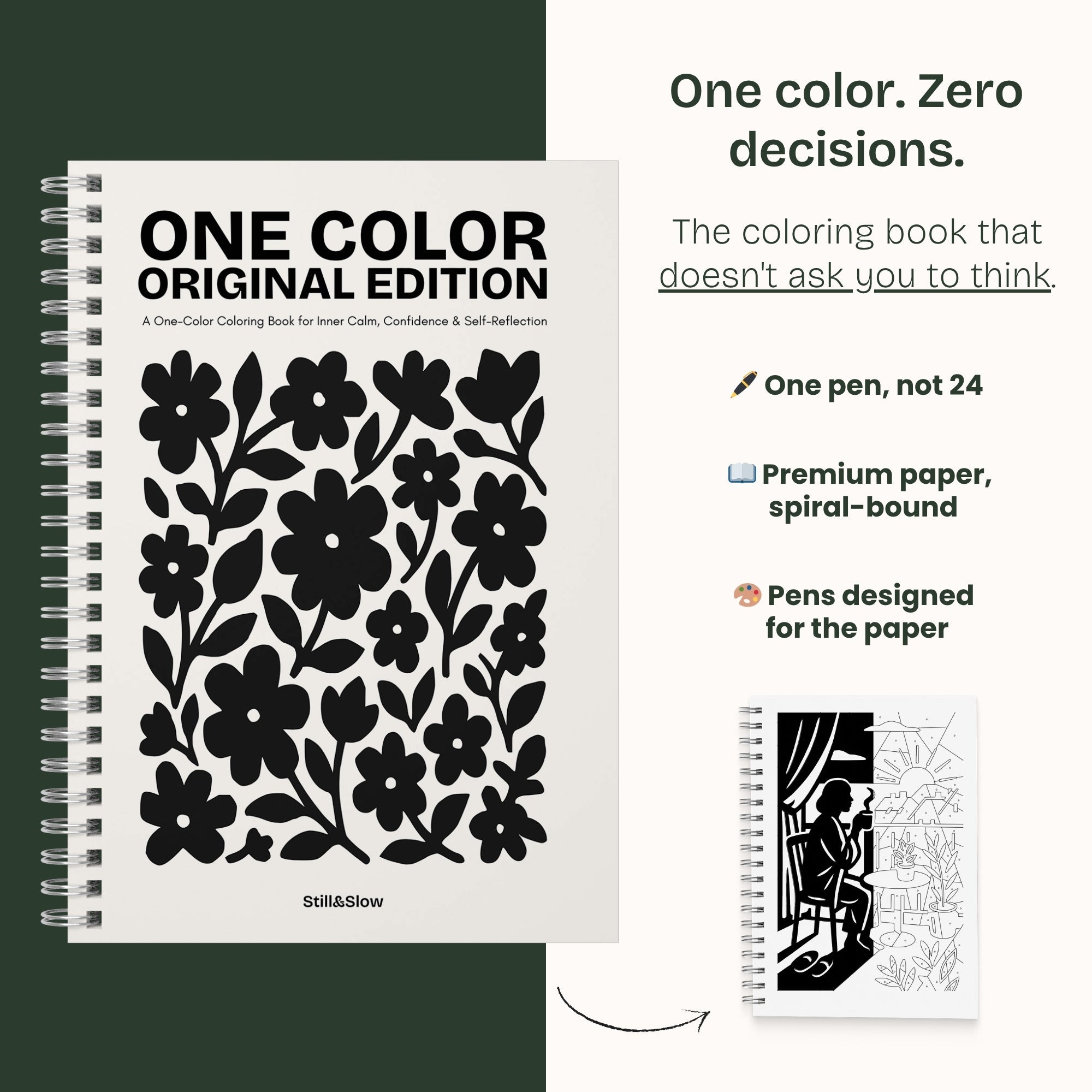 Still&Slow One Colour Colouring Book Original Edition