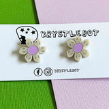 KRYSTLEBOT EARRINGS - ONE OFF STUDS | CREAM & PURPLE DAISY