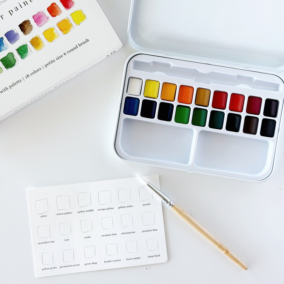 EMILY LEX STUDIO - WATERCOLOUR PAINT SET 18 COLOURS WITH BRUSH