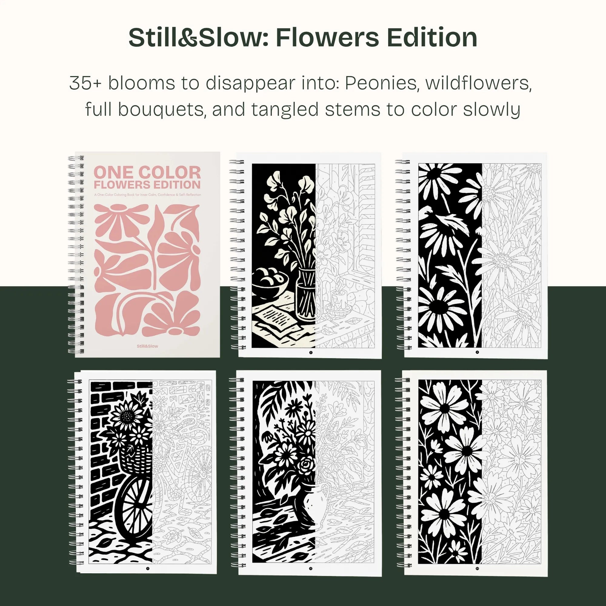 Still&Slow One Colour Colouring Book Flowers Edition