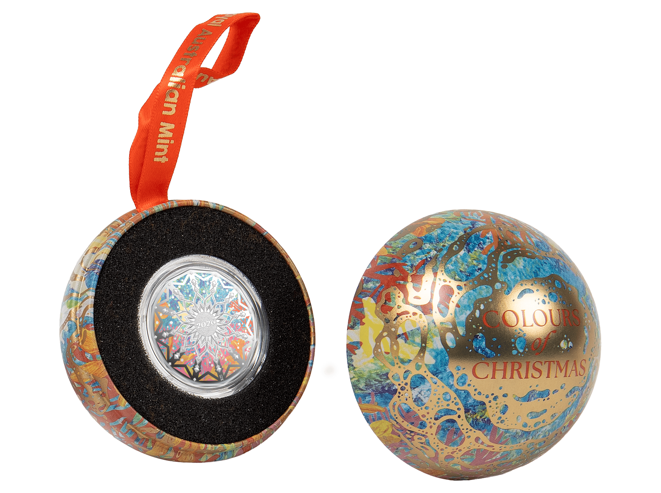 Royal Australian Mint 2026 50c Coloured Silver Proof Coin, Colours of Christmas