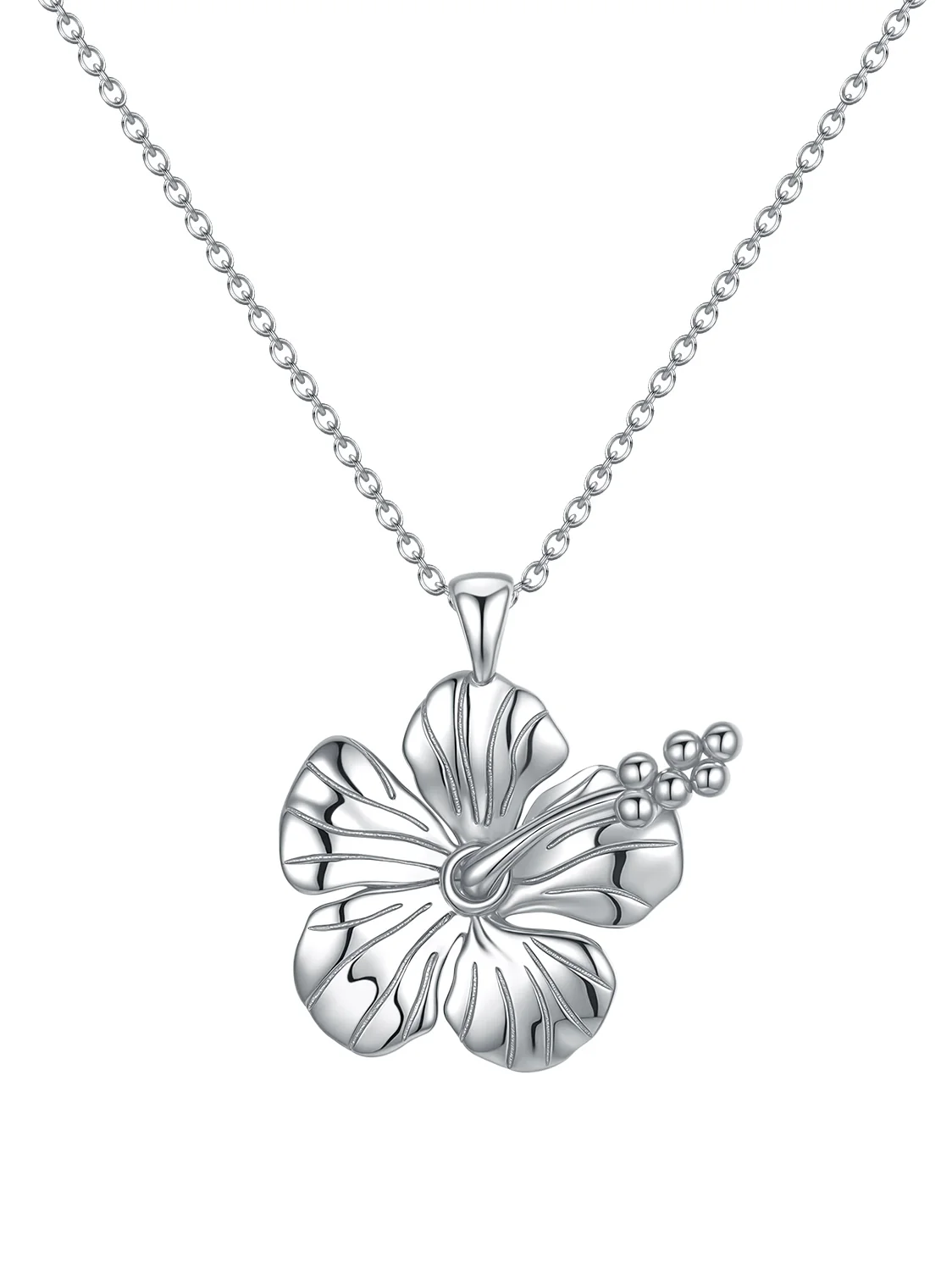 MTL - HIBISCUS NECKLACE STERLING SILVER