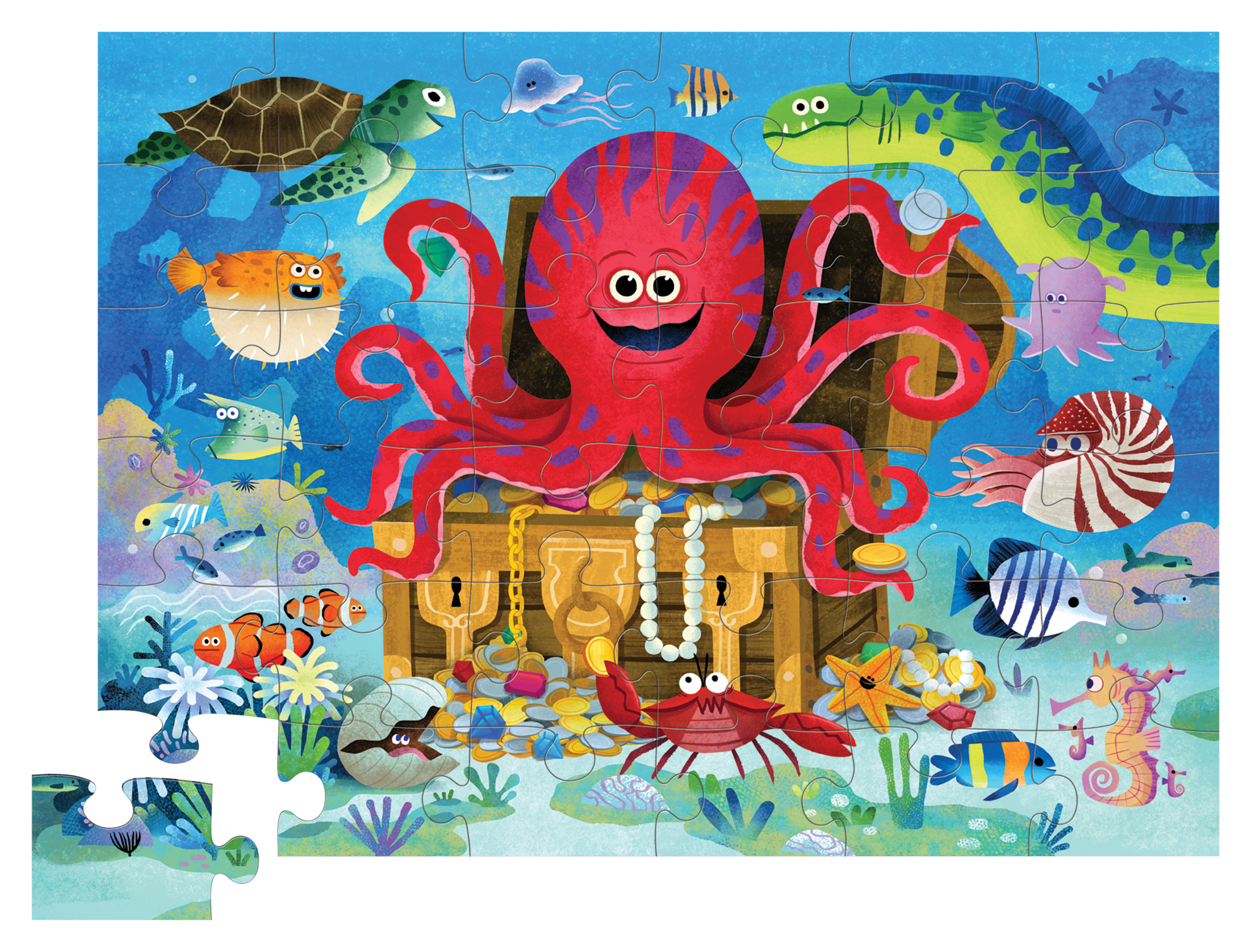 CROCODILE CREEK - CLASSIC FLOOR PUZZLE 36 PC | OCTOPUS TREASURE