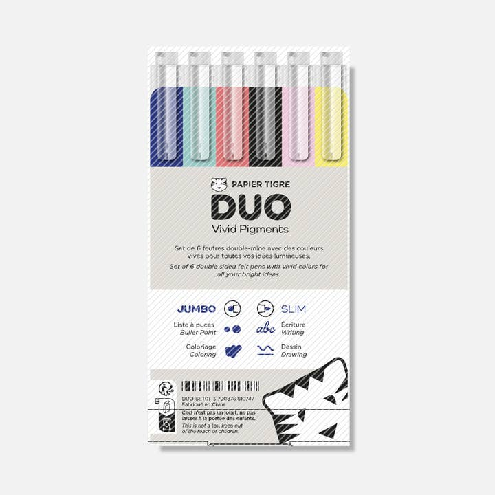PAPIER TIGRE - DUO PEN SET OF 6 COLORS | VIVID COLOURS