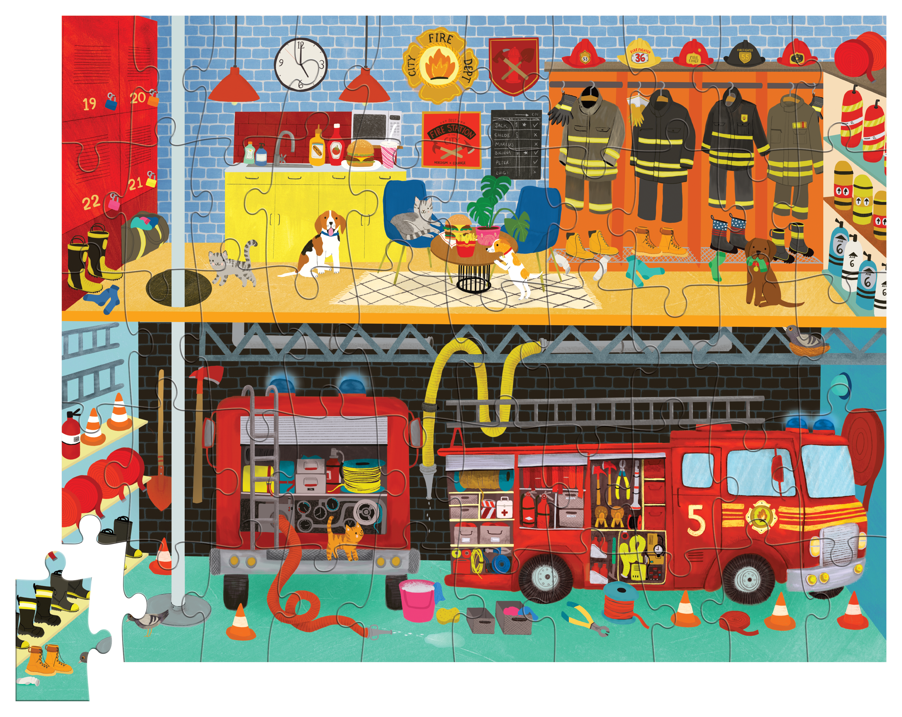 CROCODILE CREEK - FLAT HOUSE PUZZLE 50 PC | FIRE HOUSE