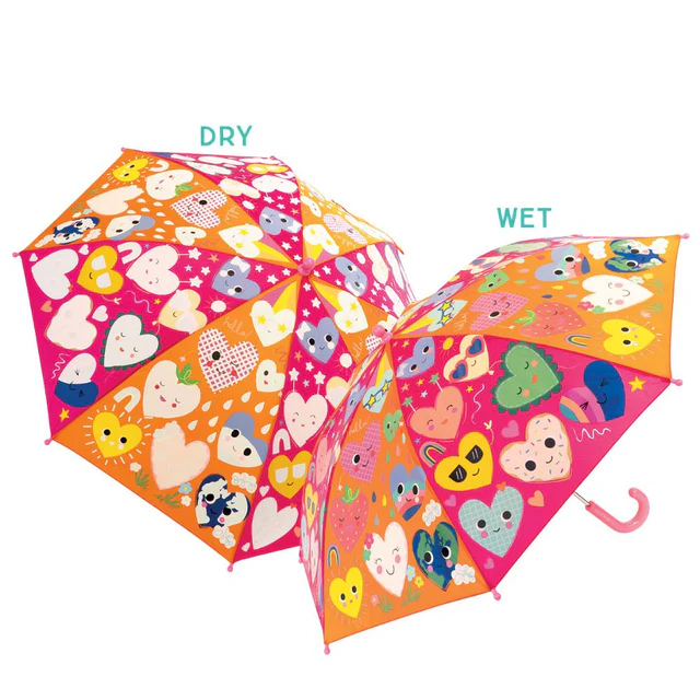 FLOSS & ROCK - COLOUR CHANGING UMBRELLA | HEARTS | LARGE
