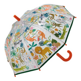 FLOSS & ROCK - COLOUR CHANGING UMBRELLA | JUNGLE TRANSPARENT