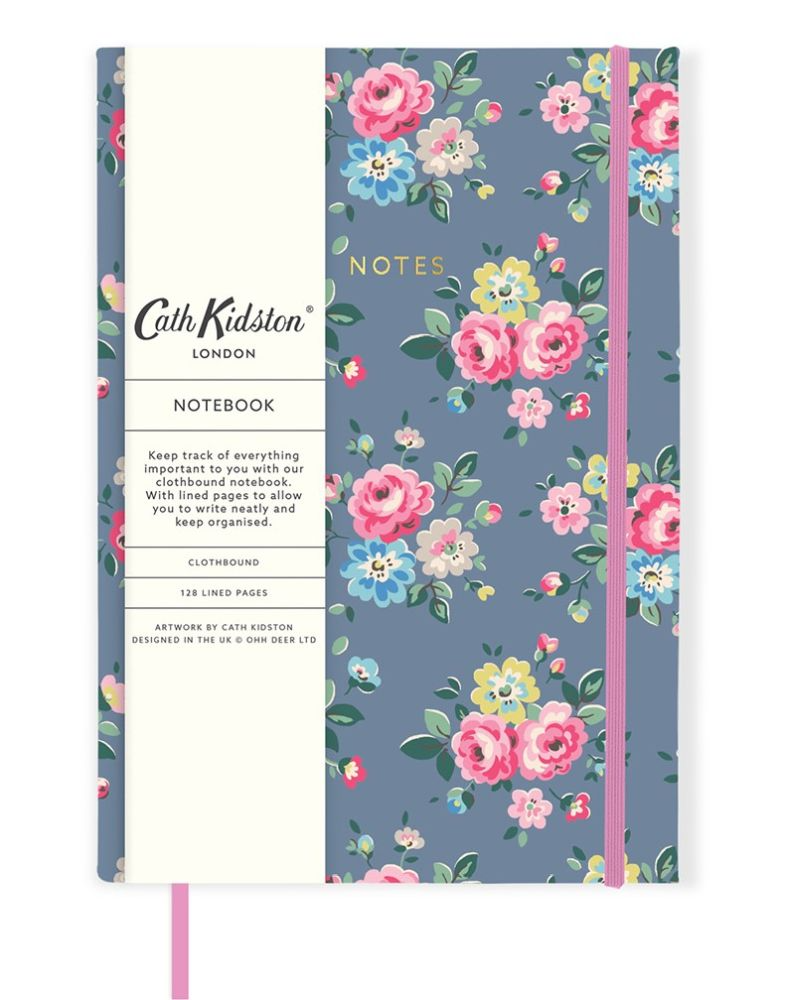 CATH KIDSTON - A5 HARD CLOTH COVER NOTEBOOK | SLATE GREY FLORAL