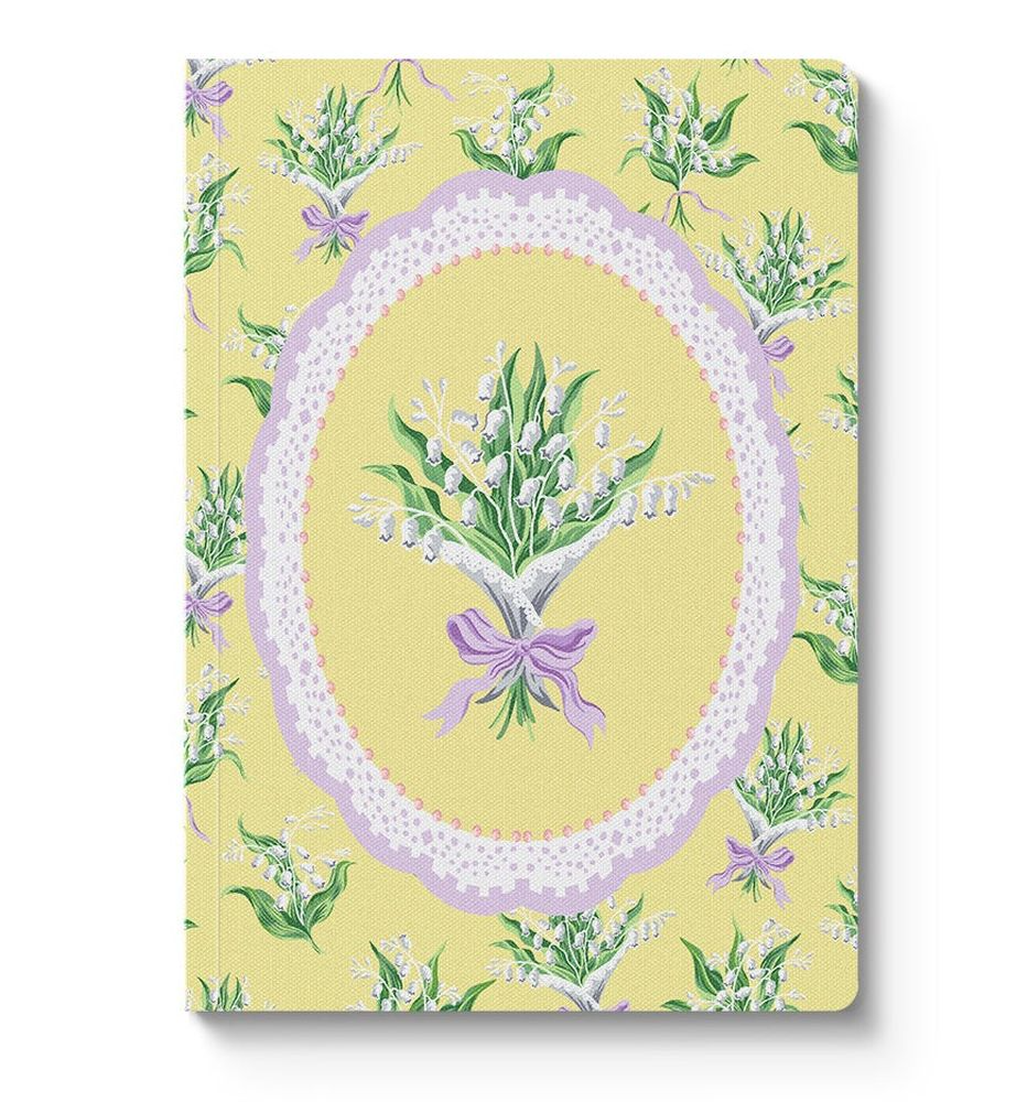 CATH KIDSTON - A5 TEXTURED SOFT COVER NOTEBOOK | YELLOW LILY OF THE VALLEY VIGNETTE
