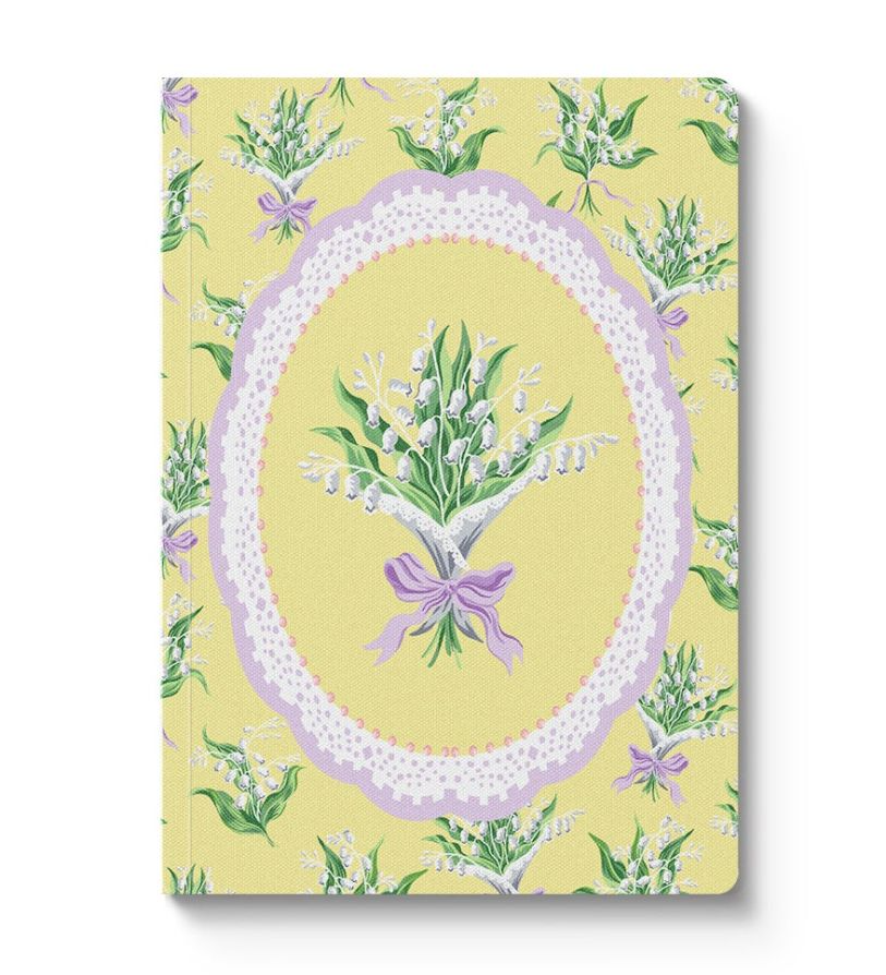 CATH KIDSTON - A6 TEXTURED SOFT COVER NOTEBOOK | YELLOW LILY OF THE VALLEY VIGNETTE