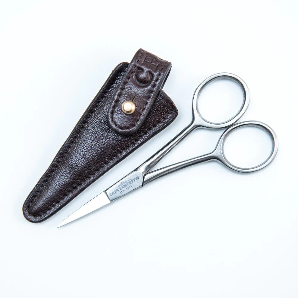 CAPTAIN FAWCETT - HAND CRAFTED GROOMING SCISSORS WITH LEATHER POUCH