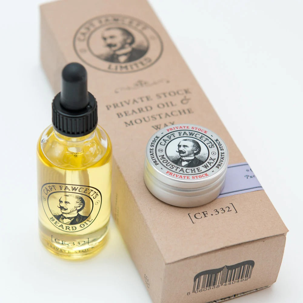 CAPTAIN FAWCETT - PRIVATE STOCK  BEARD OIL & WAX GIFT SET