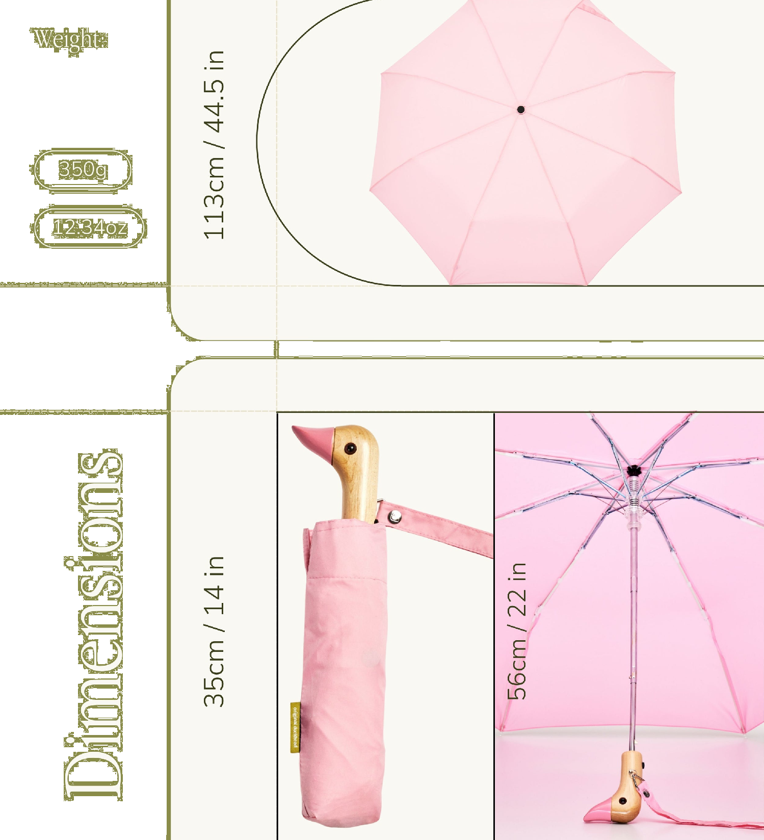 ORIGINAL DUCKHEAD - PINK COMPACT ECO-FRIENDLY WIND RESISTANT UMBRELLA