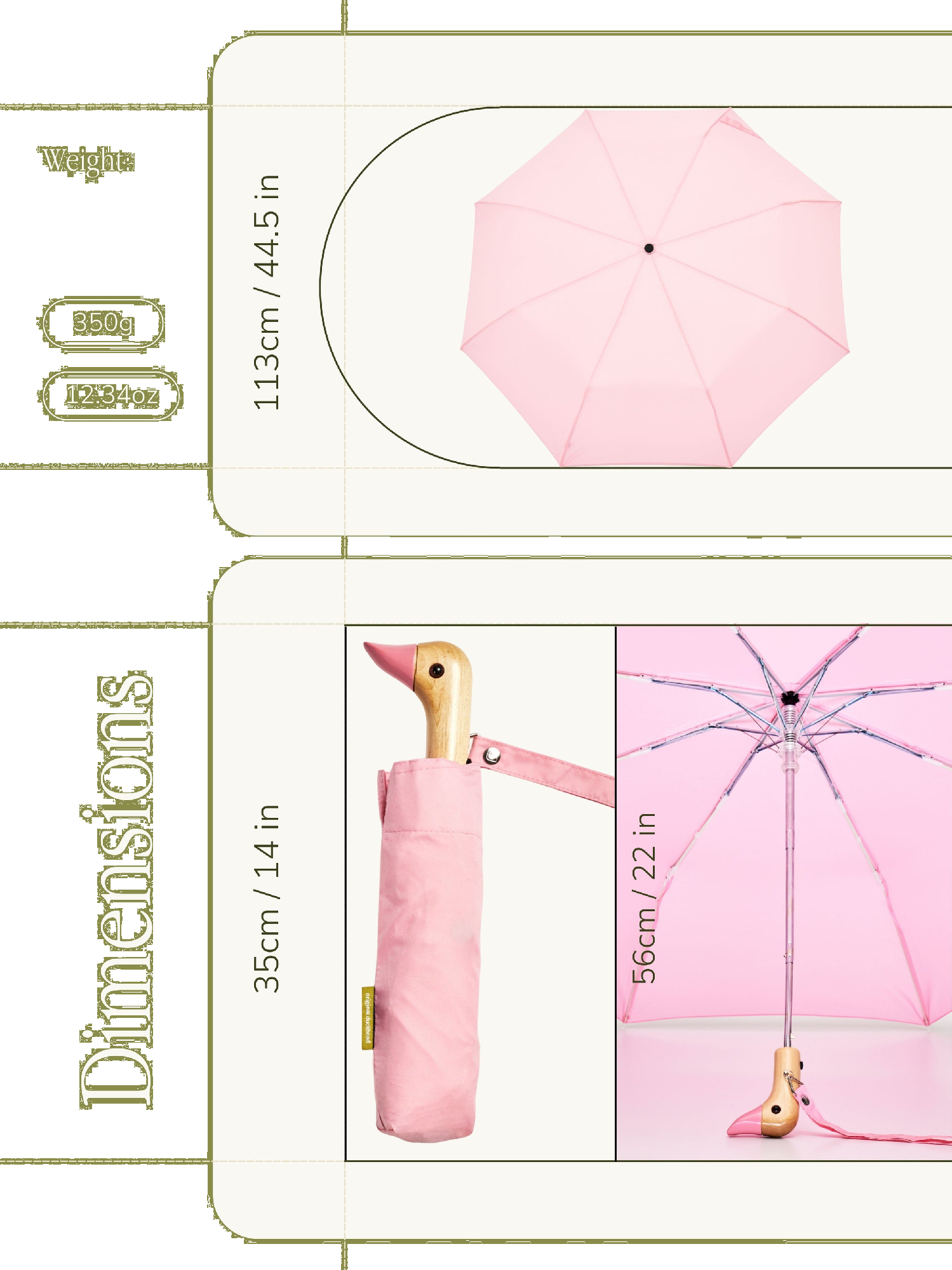 ORIGINAL DUCKHEAD - PINK COMPACT ECO-FRIENDLY WIND RESISTANT UMBRELLA