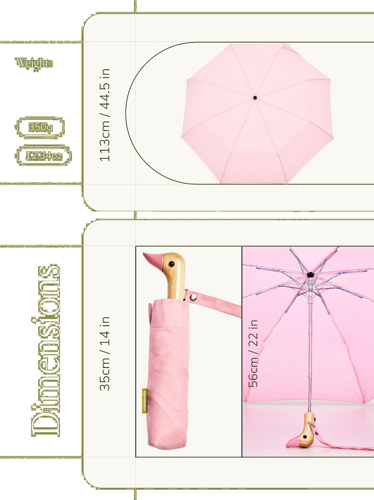 ORIGINAL DUCKHEAD - PINK COMPACT ECO-FRIENDLY WIND RESISTANT UMBRELLA