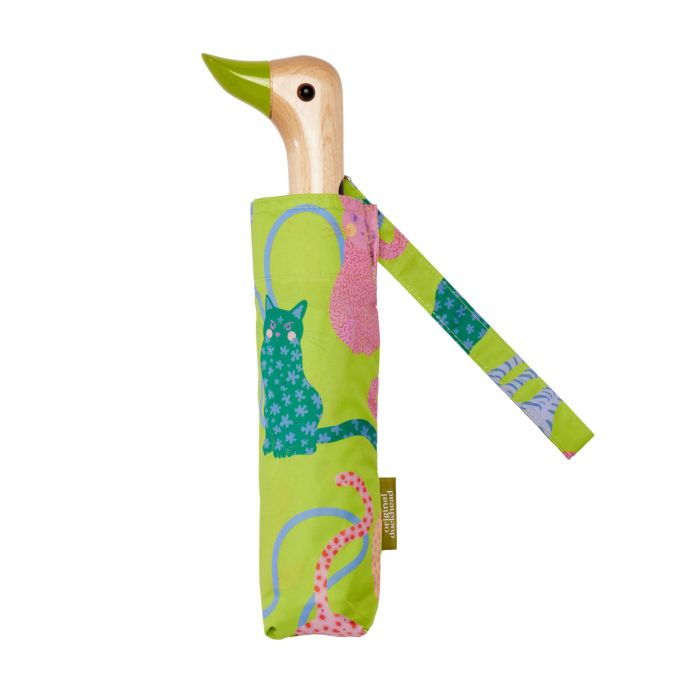 ORIGINAL DUCKHEAD - COMPACT UMBRELLA | LIME ARTY CATS