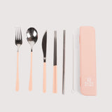 The Somewhere Co Cutlery Kit Silver & Blush