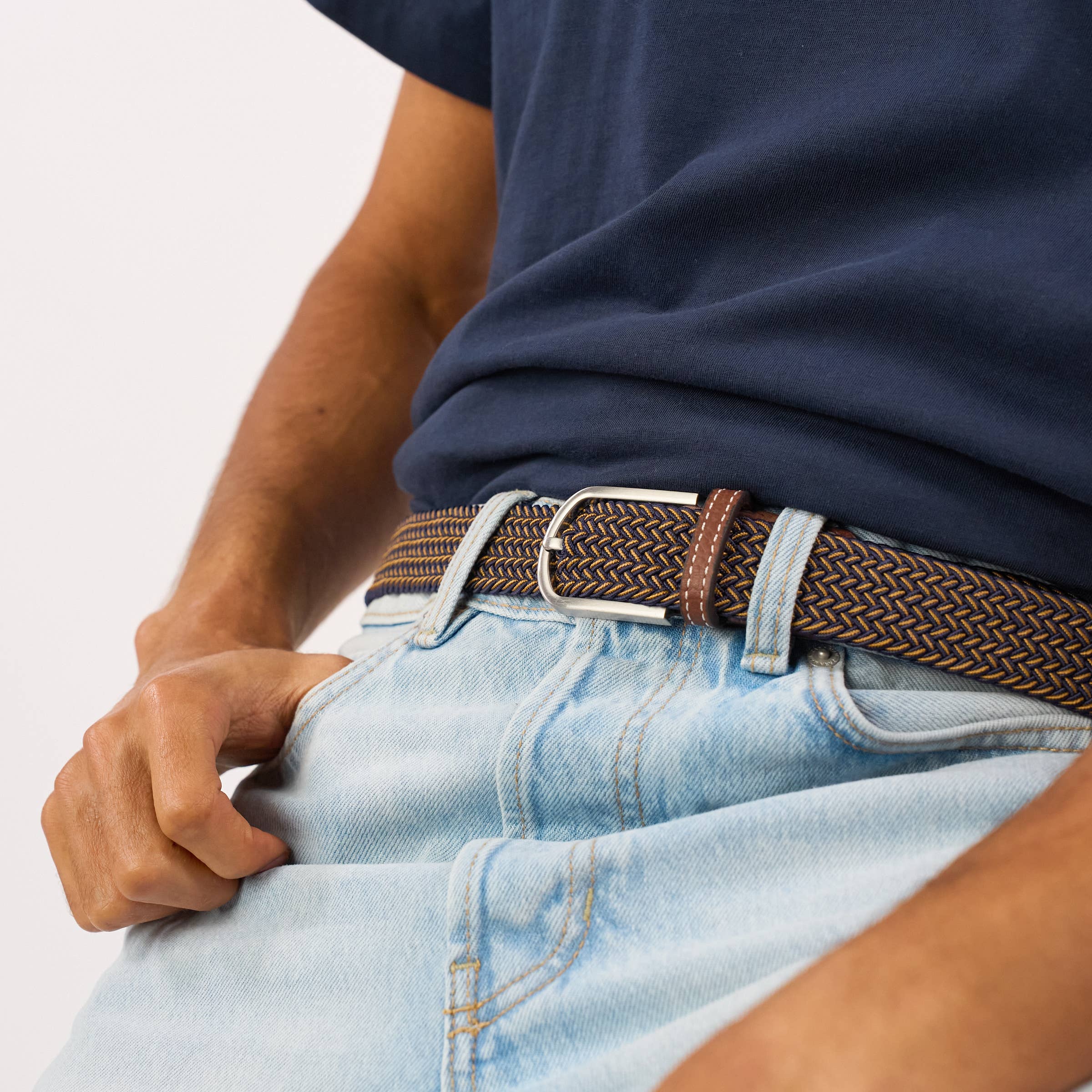 BILLYBELT Elastic Braided Belt Havana