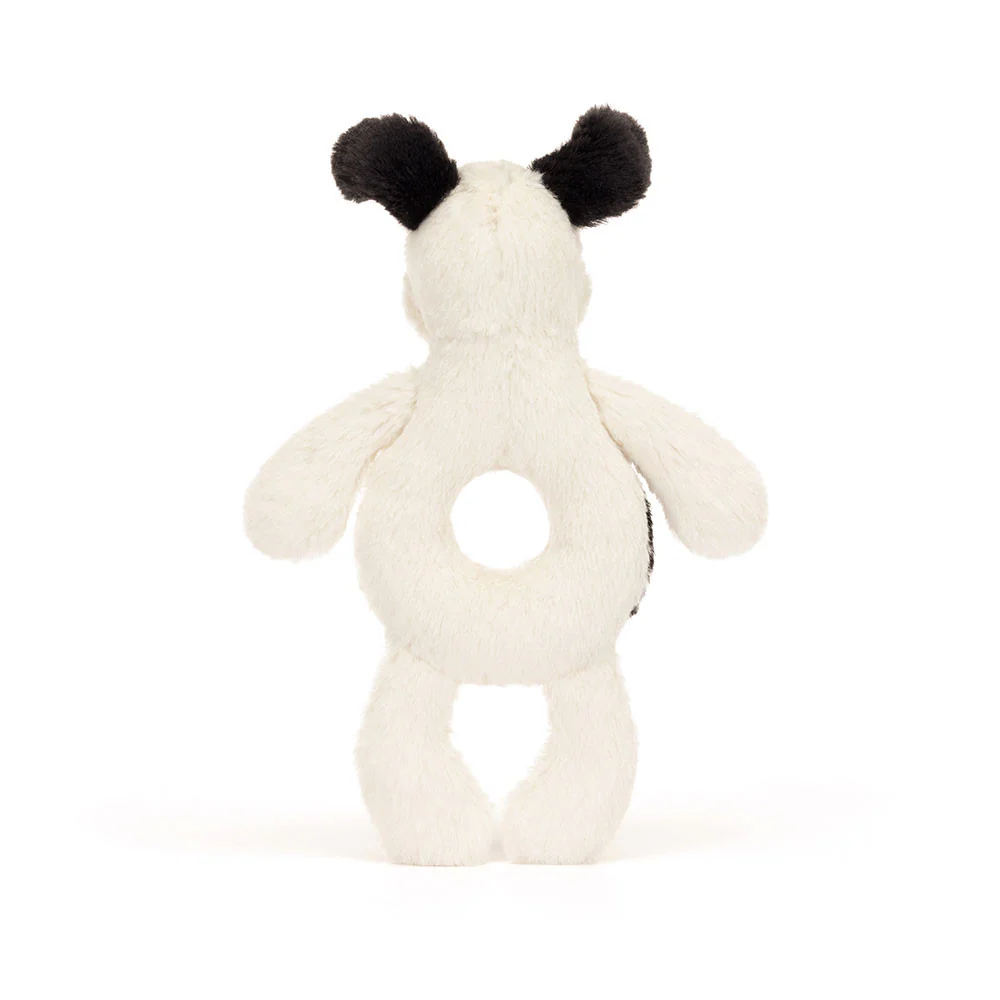 JELLYCAT - RING RATTLE | BLACK AND CREAM PUPPY