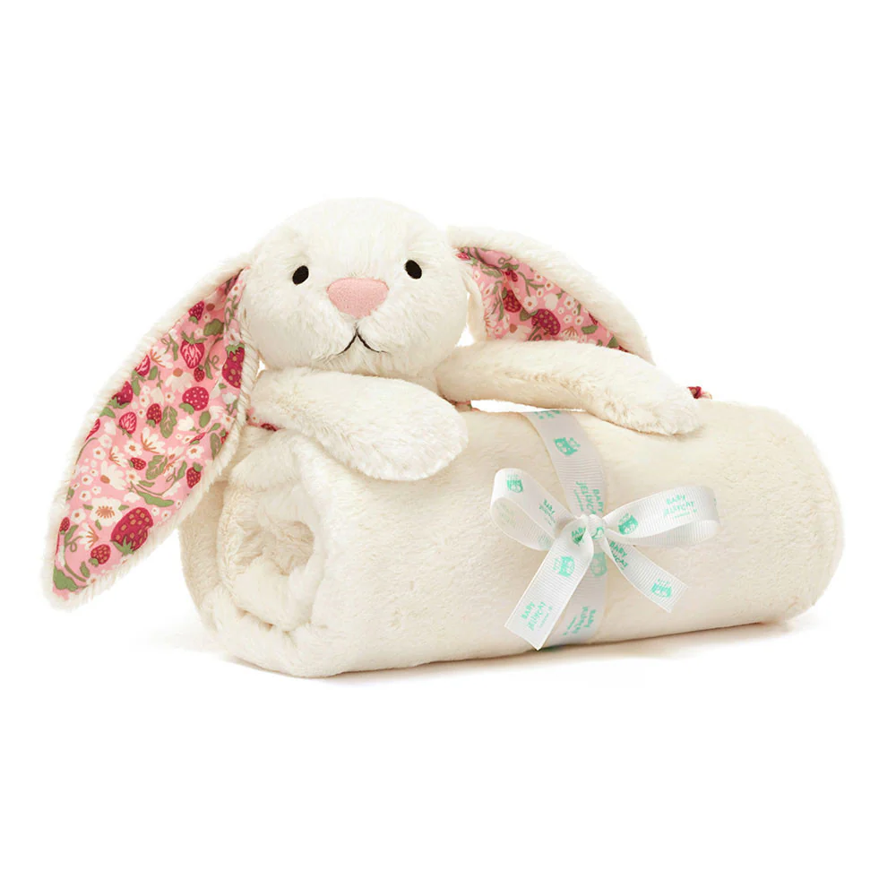 JELLYCAT - BLOSSOM CREAM BUNNY 'BERRY' BLANKIE