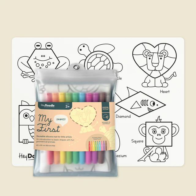 HEY DOODLE - CLASSIC COLOURING & DOODLE MAT | MY FIRST SHAPES
