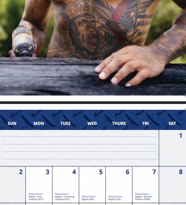 AUSTRALIAN TRADIE CALENDAR - CLASSIC TRADIE EDITION