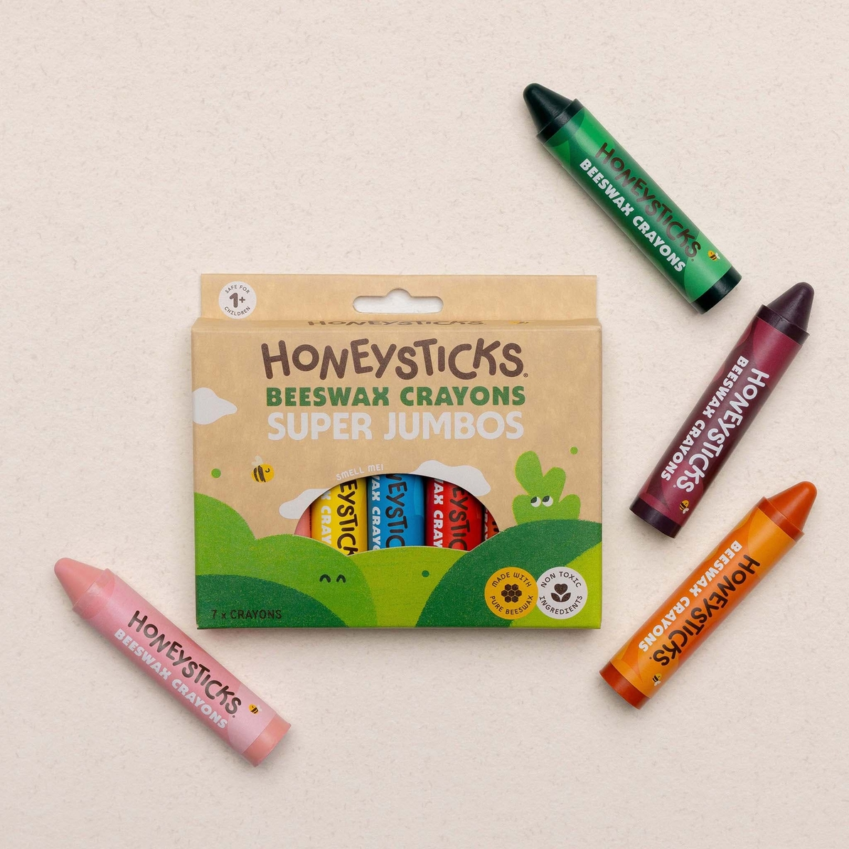 HONEYSTICKS - BEESWAX CRAYONS SUPER JUMBOS | 7PK