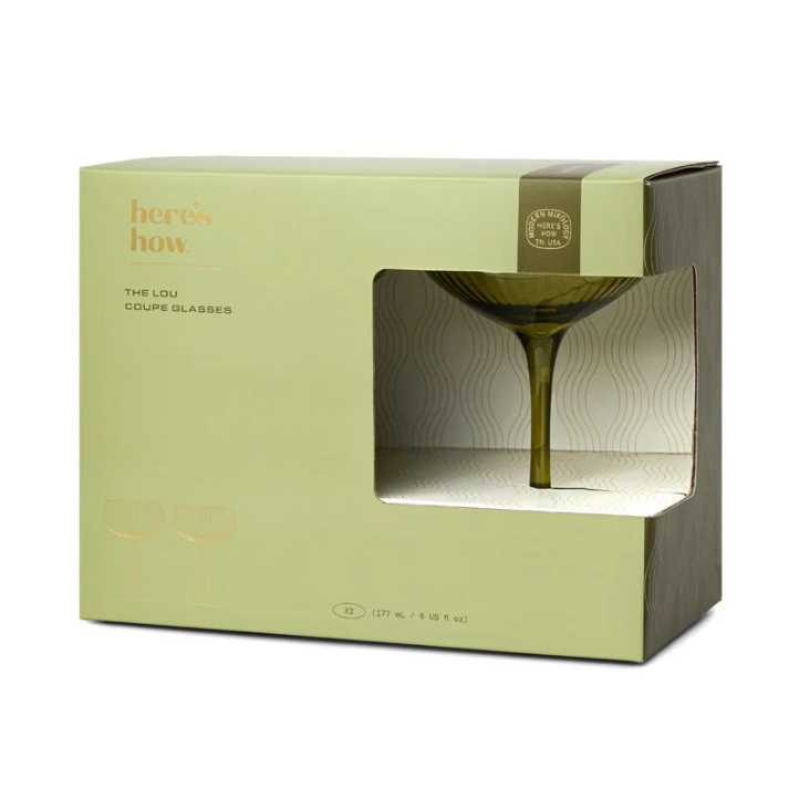 HERE'S HOW - THE LOU COUPE GLASS | SET OF 2 | OLIVE