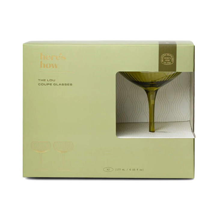 HERE'S HOW - THE LOU COUPE GLASS | SET OF 2 | OLIVE